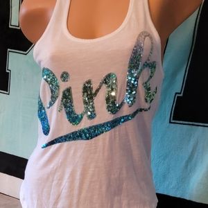 💙Victoria’s Secret Pink Ombre Blue Sequins Tanktop